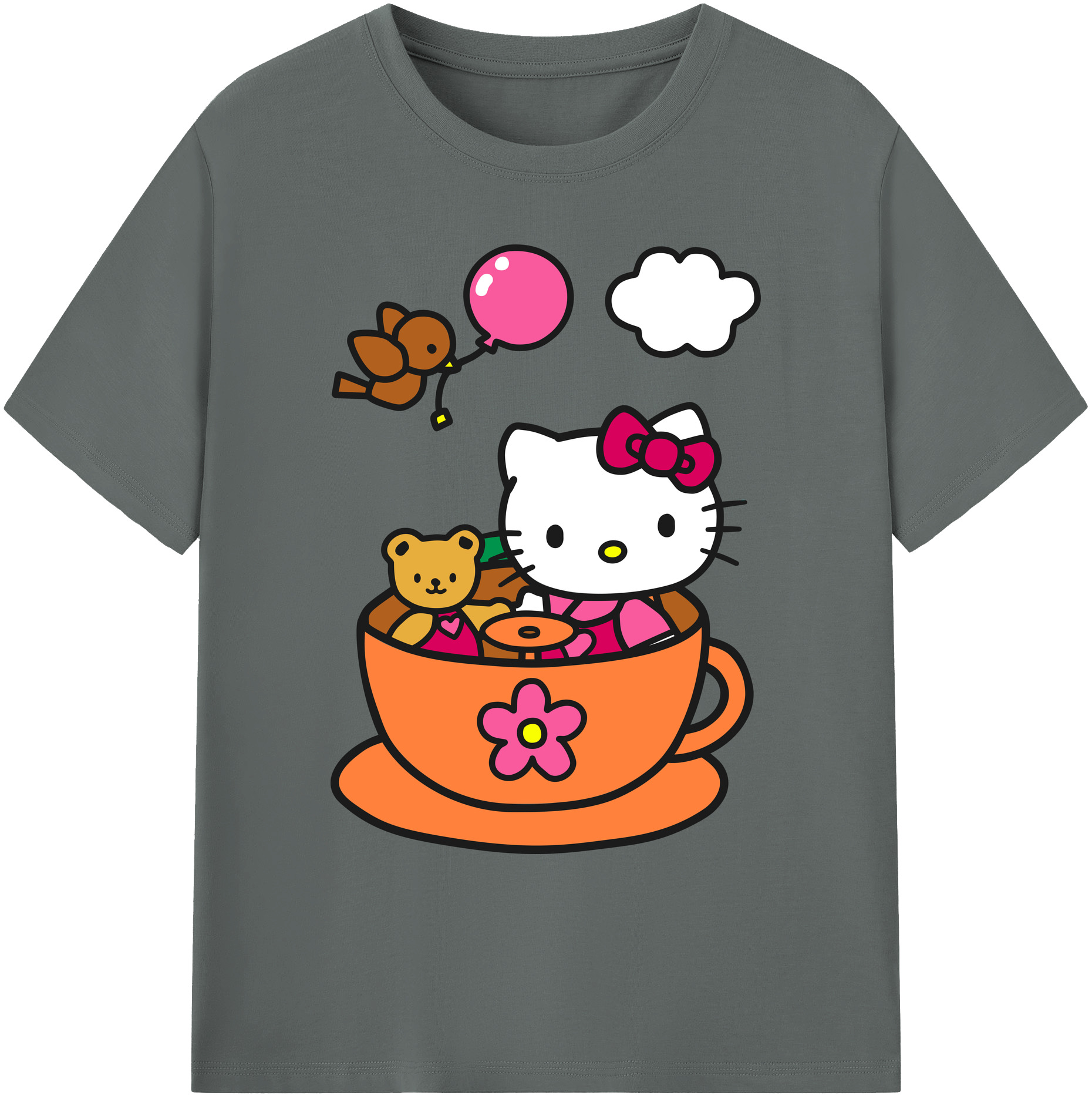 （画像用） Hello Kitty ハローキティ 綿100％ メンズ半袖Tシャツ｜肌触りやわらか＆通気性
